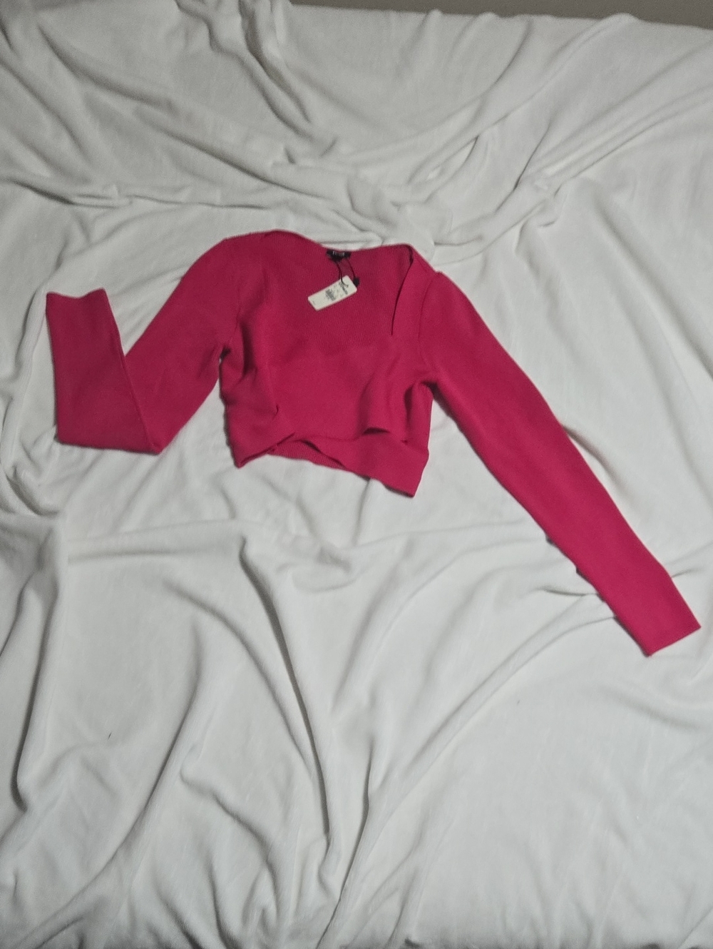 Express Magenta Long-Sleeve Cropped Top